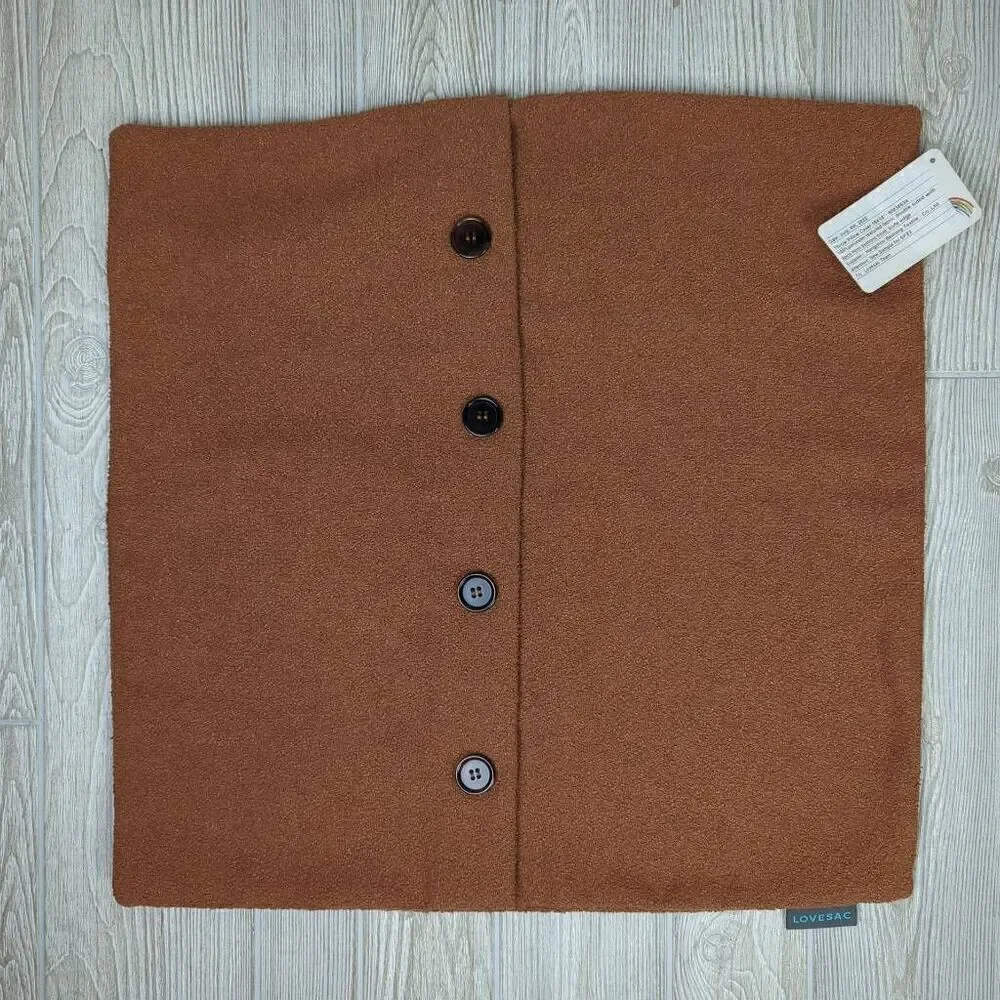 Brand New Lovesac Pillow Cover Sham With Buttons Brown Espresso